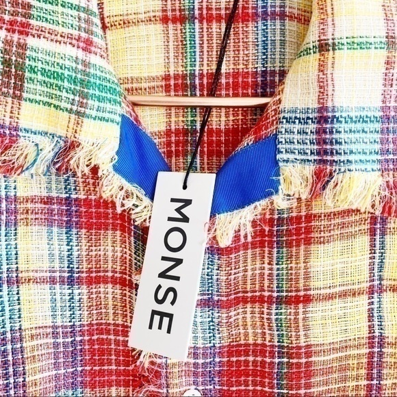 Monse Plaid Boxy Basket Weave Havana Shirt Button Down Top NWT Large Linen Blend - Picture 10 of 15